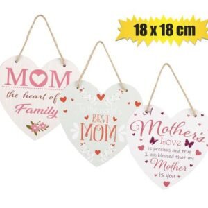 Plaque mdf sign heart 18x18cm mom