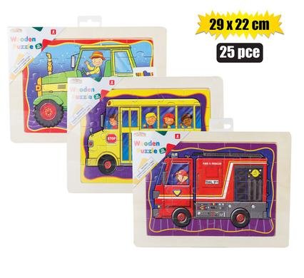 Puzzle wood tray asstd 30x22cm 25pc