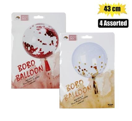 Balloon helium clear glitter 45cm f-01