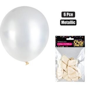 Balloons helium 6pc metallic white f-01
