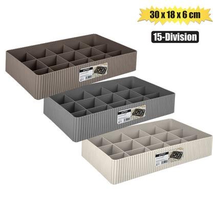 Organiser shell pattern 15-div 30x18x6cm